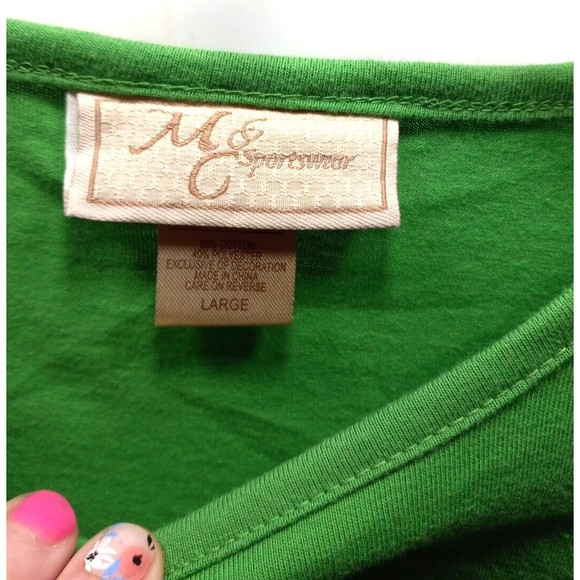 M &C Sportswear Let It Snow Long Sleeve Tee Shirt Size Large Snowman Neon Green - Picture 6 of 6